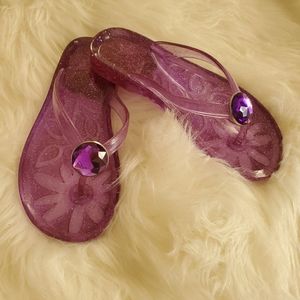 Super cute girls purple diamond jelly sandals